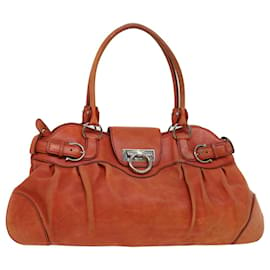 Salvatore Ferragamo-Salvatore Ferragamo Gancini Hand Bag Leather Orange AB-21 5370 auth 44570-Orange