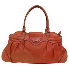 Salvatore Ferragamo-Salvatore Ferragamo Gancini Hand Bag Leather Orange AB-21 5370 auth 44570-Orange