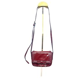 Burberry-Maroon Bow Patent Leather Crossbody Bag Nano-Dark red
