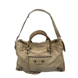 Balenciaga-Beige Leather Balenciaga City-Beige