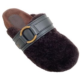 See by Chloé See by Chloe Brown Shearling Gema Mules Brown