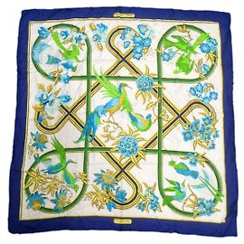 Hermès Lenços Hermes Caraibes Branco Azul Verde