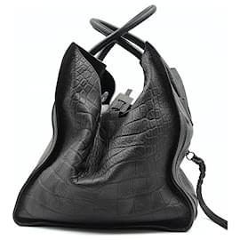 Céline-Grand sac Céline luggage Phantom en cuir imprimé coco-Noir