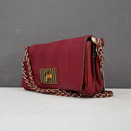 Fendi-Leather Claudia Crossbody Bag-Red