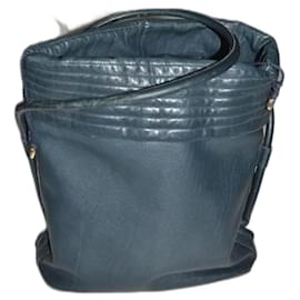 Valentino Garavani-leather bucket-Dark blue