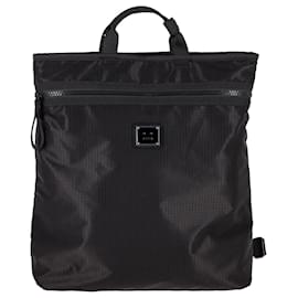 Acne Studios Atton Face Plaque Backpack in Black Polyester Black