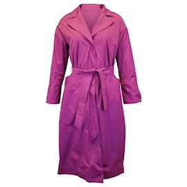 Herno-Herno Belted Coat in Purple Polyester-Purple