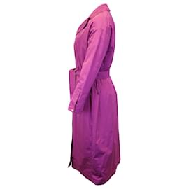 Herno-Herno Belted Coat in Purple Polyester-Purple