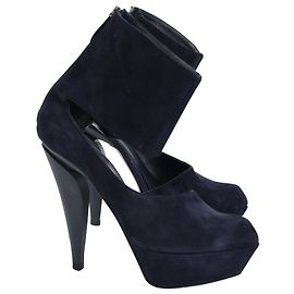 Décolleté Jil Sander Geometric Cuff Platform in camoscio blu navy Blu navy