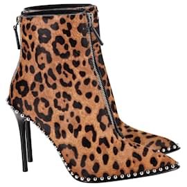 Alexander Wang-Alexander Wang Eri Studded Leopard-print Ankle Boots in Animal Print Calf Hair-Other
