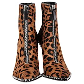 Alexander Wang-Alexander Wang Eri Studded Leopard-print Ankle Boots in Animal Print Calf Hair-Other,Python print