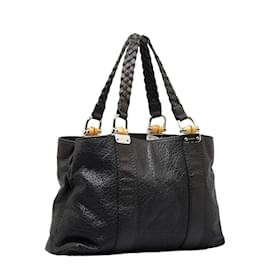 Gucci-Leather Bamboo Bar Shoulder Bag 232947-Black