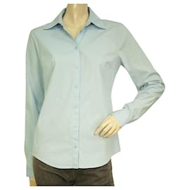 Michael Kors-Michael Kors Bleu clair Col boutonné sur le devant Chemise Top taille S-Bleu