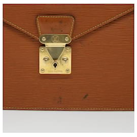Louis Vuitton-LOUIS VUITTON Epi Porte Documents Bandouliere Briefcase Brown M54468 auth 44551-Brown