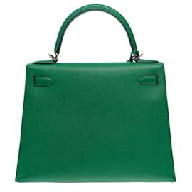 Hermès-Hermes Kelly bag 28 in Green Leather - 101252-Green