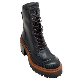 See by Chloé Botas de combate de couro preto Mahalia com cadarço See by Chloe Preto