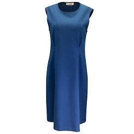 Jil Sander – Blaugrünes, ärmelloses Wollstretch-Midikleid Blau