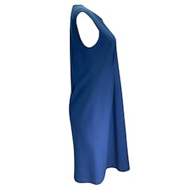 Jil Sander-Jil Sander Vestido midi elástico sem mangas de lã azul-petróleo-Azul