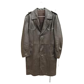 Autre Marque-casaco de couro vintage tamanho M-Castanho escuro