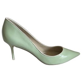 Sophia Webster Lola Pipe Mint 70 Absatz Schuhe Weiß Hellgrün Lackleder Weiß Hellgrün