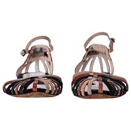 Fendi-Fendi Woven Strappy Flat Sandals in Multicolor Leather and Suede-Multiple colors