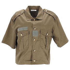 Céline Camisa Celine estilo militar com botões em algodão caqui Verde Caqui