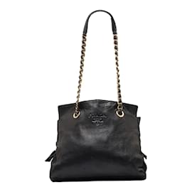 Prada-Bolso Bandolera De Piel Con Cadena B4328-Negro