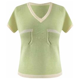 Chanel 04C 2004 logo croisière par Karl Lagerfeld cachemire vert clair Vert clair