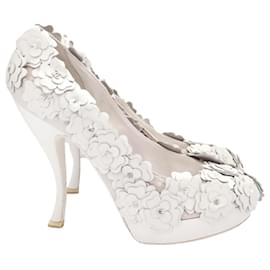 Chanel-Chanel SS10 3D Camellia Embellished Heels-White