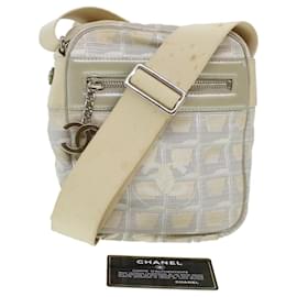 Chanel-CHANEL Travel line Shoulder Bag Canvas Gray CC Auth yk7272-Grey