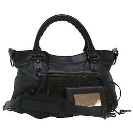 BALENCIAGA La prima Borsa a Mano in Pelle 2modo nero 103208 Auth yk7277 Nero