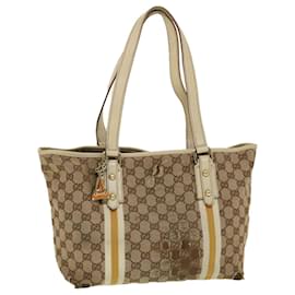 Gucci-GUCCI GG Lona Sherry Line Tote Bag Bege Laranja Amarelo 137896 Auth ti1129-Bege,Laranja,Amarelo