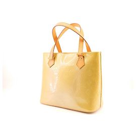 Louis Vuitton Houston en cuir vernis doré/jaune Beige Doré Jaune