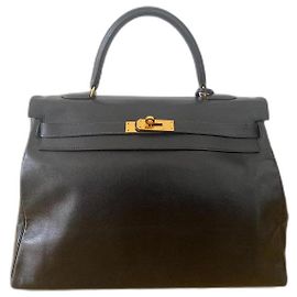 Hermès Black Leather Handbag 35cm Black