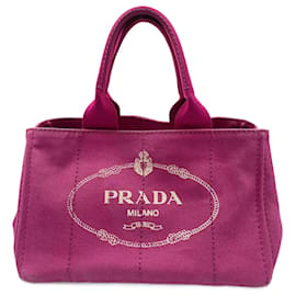 Prada-Bolso tote Prada Canapa de lona rosa-Rosa