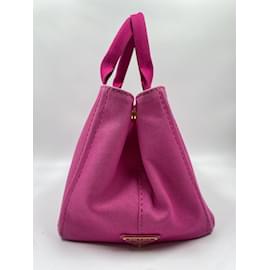 Prada-Bolso tote Prada Canapa de lona rosa-Rosa