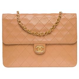 Chanel-Sac Chanel Timeless/Clássico em Couro Bege - 100078-Bege