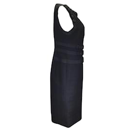 Carolina Herrera-Carolina Herrera Black Embroidered Sleeveless Wool Midi Dress-Black