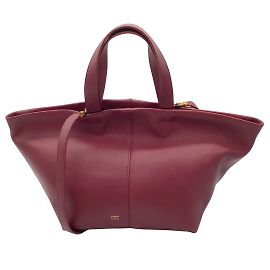 Bolsa Tote de Couro Mansur Gavriel Borgonha Tulipano Roxo