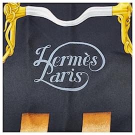 Hermès-Hermes Black Grand Manege Silk Scarf-Black