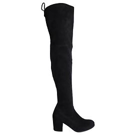 Stuart Weitzman Cuissardes à Talons en Daim Noir Noir