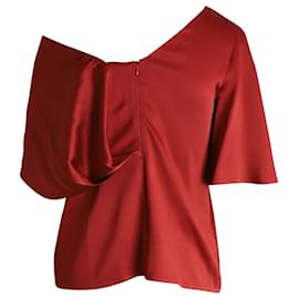 Peter Pilotto-Peter Pilotto Asymmetric Blouse in Red Acetate-Red
