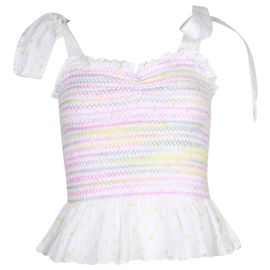 LOVESHACKFANCY Top Bucky franzido em algodão branco Branco