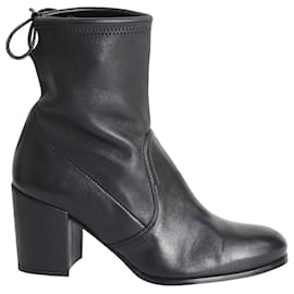 Stuart Weitzman-Bota cano curto Stuart Weitzman em couro preto-Preto