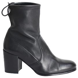 Stuart Weitzman Shorty Ankle Boots in Black Leather Black