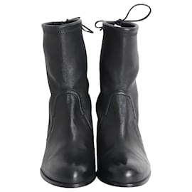 Stuart Weitzman-Stuart Weitzman Shorty Ankle Boots in Black Leather-Black