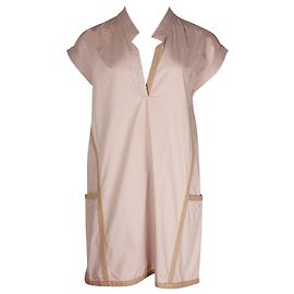 Hermès Vestido Túnica Hermes com Acabamentos em Couro em Algodão Rosa Rosa