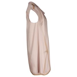 Hermès-Vestido túnica Hermes con ribetes de cuero en algodón rosa-Rosa