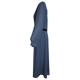 Michael Kors-Michael Michael Kors Dotted Long Sleeve Belted Dress in Blue Polyester-Blue