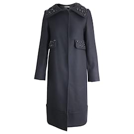 Alberta Ferretti-Alberta Ferretti Embellished Coat in Black Wool-Black